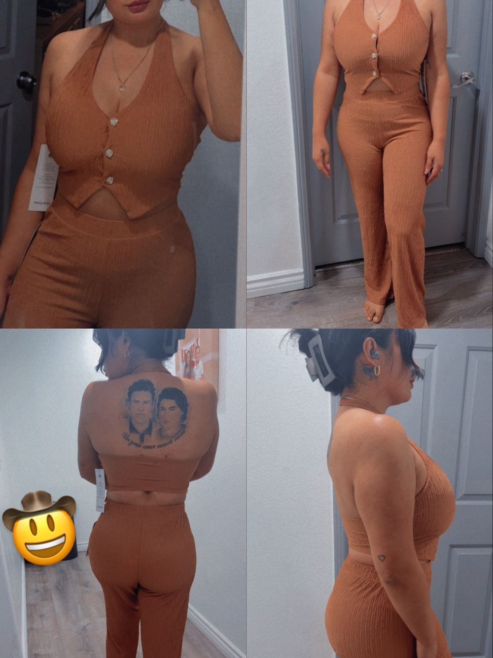 Love Tree Tan Ribbed Halter Crop Top with Buttons